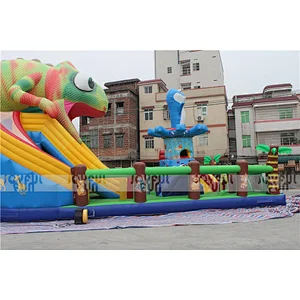Factory price inflatable toys inflatable chameleon slide playground jumping game for sale