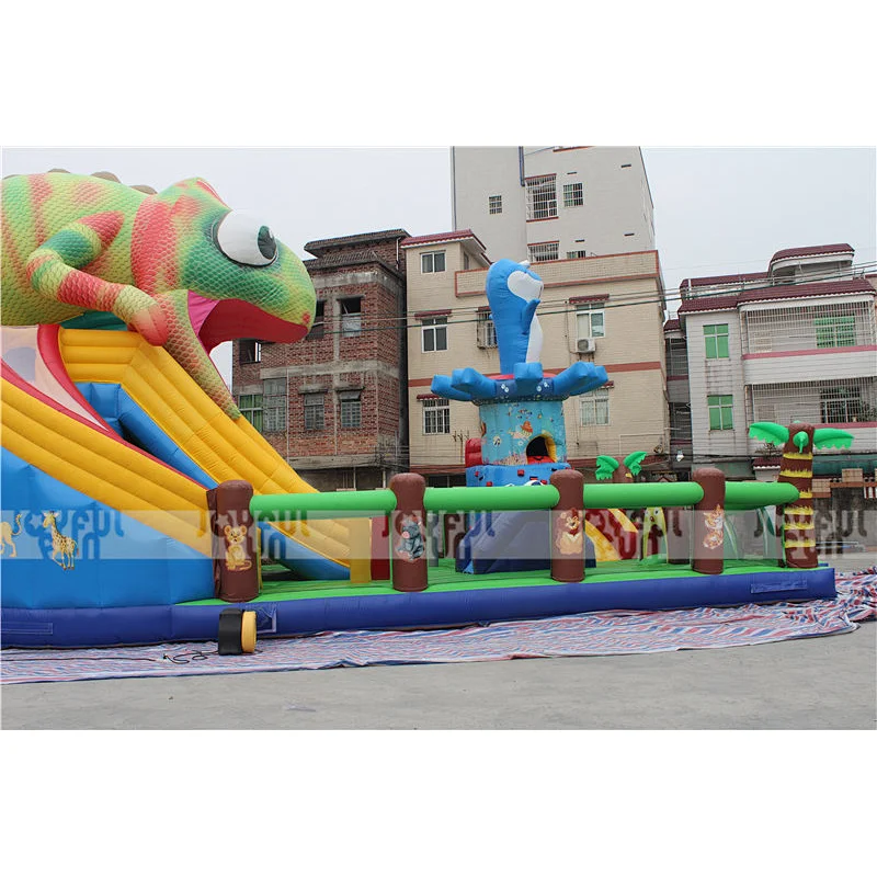 Factory price inflatable toys inflatable chameleon slide playground jumping game for sale