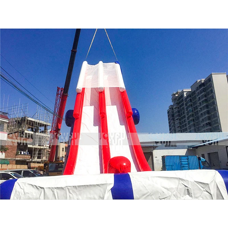 Red and blue large inflatable water slide toys equipment for boat