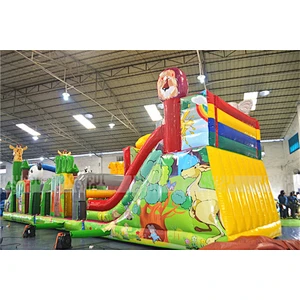 High quality animal world theme inflatable jumping obstacle inflatable animal obstacle course for kids