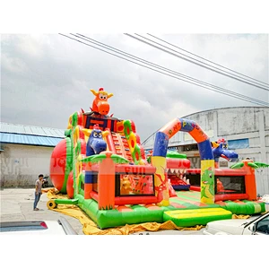 Joyful Fun Dragon Theme Double Slide Inflatable Playground