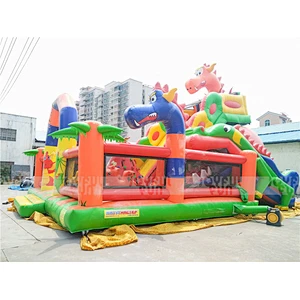 Joyful Fun Dragon Theme Double Slide Inflatable Playground
