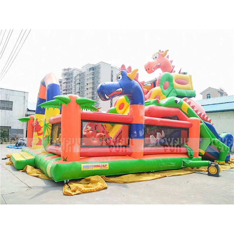 Joyful Fun Dragon Theme Double Slide Inflatable Playground