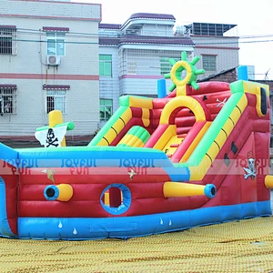 Factory Price Soft Play Equipment Pirate Ship Inflatable Playground with Big Slide for Sale