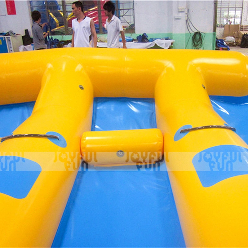 Funny water sport game banana shape flying fish boat with six seats rope handle