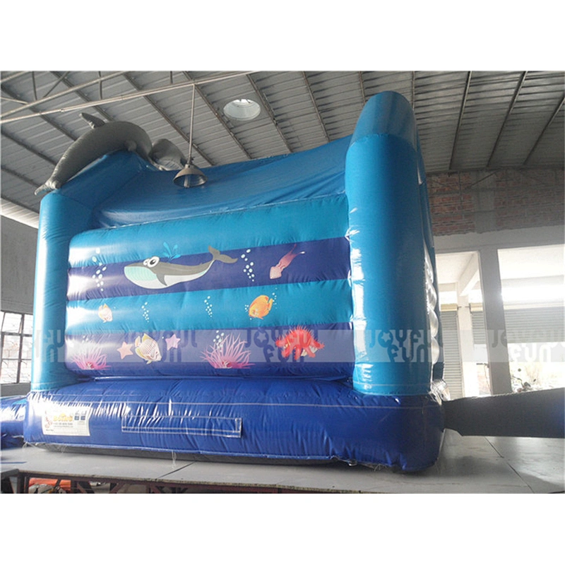 Top grade PVC tarp material customize dolphin design bouncer indoor and outdoor jumping toy