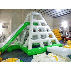 Commercial cheap Inflatable Floating Water slide Inflatable PVC Floating Pyramid Slide rock climbing wall