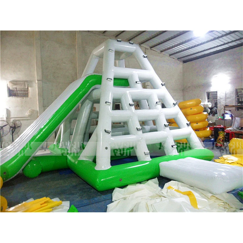 Commercial cheap Inflatable Floating Water slide Inflatable PVC Floating Pyramid Slide rock climbing wall