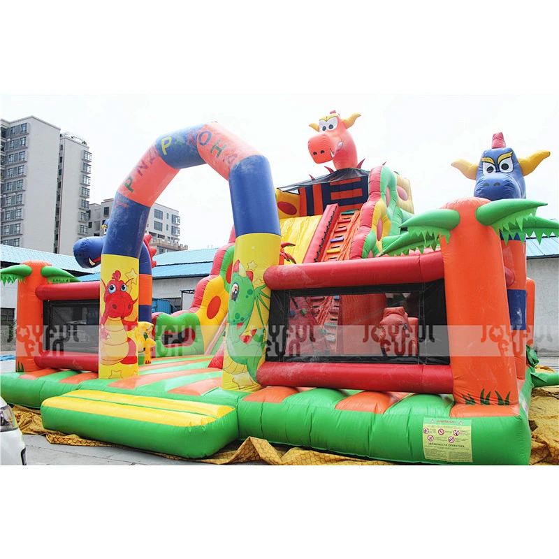 Joyful Fun Dragon Theme Double Slide Inflatable Playground
