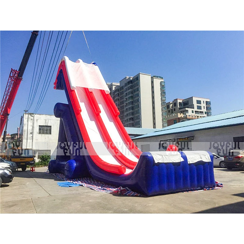 Red and blue large inflatable water slide toys equipment for boat