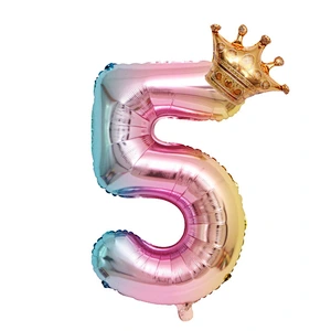 Amazon Party Events Decor Mini Crown Balloons 30 Inch Rainbow Gradient Number Balloon Set
