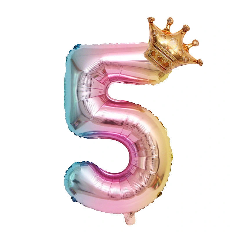 Amazon Party Events Decor Mini Crown Balloons 30 Inch Rainbow Gradient Number Balloon Set