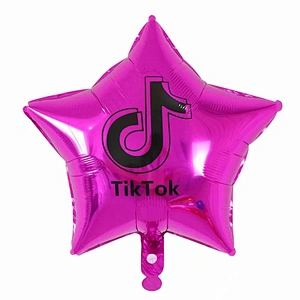 Hot Sale Party Decoration Accessorises Popular 18 Inch Star Foil Balloon Tik Tok Print Balloon