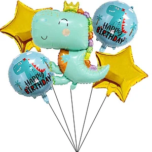 Amazon Hot Selling Kids Birthday Party Decoration Cute Dinosaur Jungle Theme Party Aluminum Balloon Set