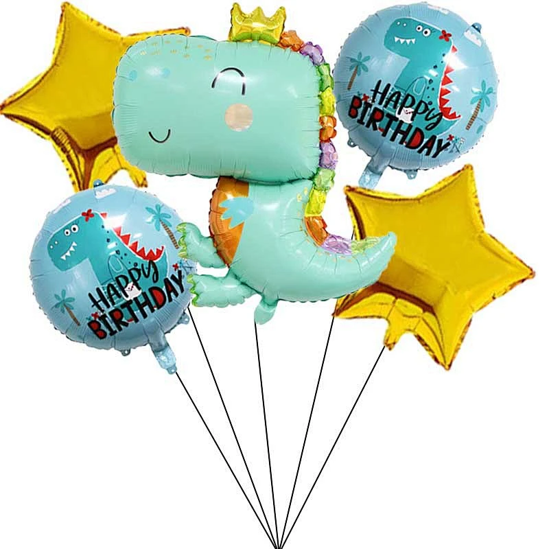 Amazon Hot Selling Kids Birthday Party Decoration Cute Dinosaur Jungle Theme Party Aluminum Balloon Set