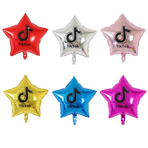 Hot Sale Party Decoration Accessorises Popular 18 Inch Star Foil Balloon Tik Tok Print Balloon