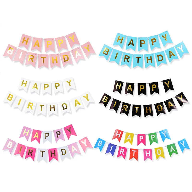 Party Festival Decoration Happy Birthday Banner Letter Fishtail Flag Party Supplies Birthday Banner