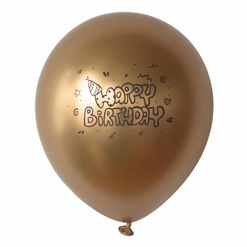 2021 New Design 12 Inch Metallic Chrome Happy Birthday Latex Balloons Celebration Balloon For Birthday Party Decorations