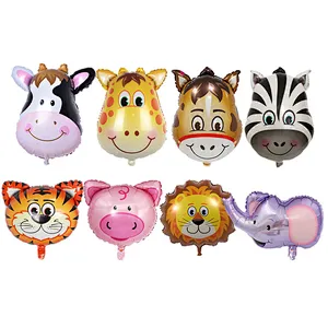 Animal Head Aluminum Foil Balloon Tiger Lion Monkey Children's Birthday Balloons Party Decoration Animal Balloon