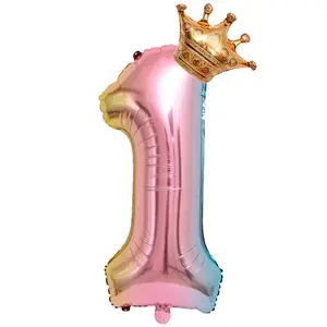 Amazon Party Events Decor Mini Crown Balloons 30 Inch Rainbow Gradient Number Balloon Set