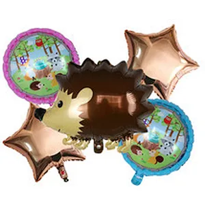 Amazon Hot Sale 5pcs Foil Balloon Set Kids Toy 18 Inch Star Animal Print Foil Balloon Set