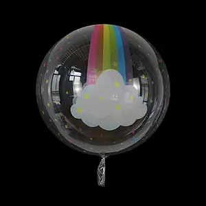 New Arrive Design 20inch Unicorn Print PVC Bubble Bobo Balloon  for Baby Girl Happy Birthday  Party Decoration