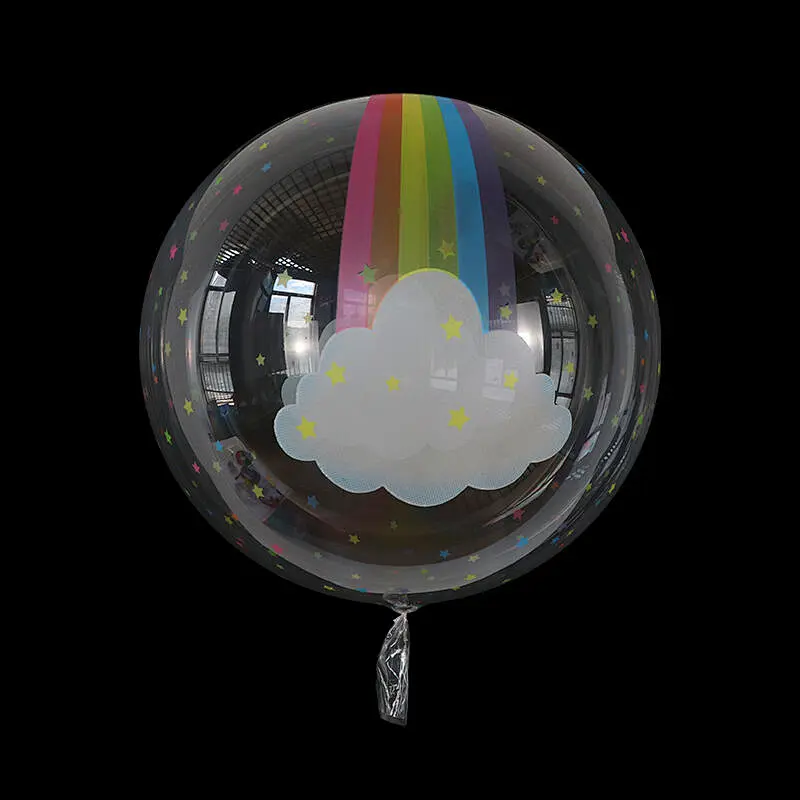 New Arrive Design 20inch Unicorn Print PVC Bubble Bobo Balloon  for Baby Girl Happy Birthday  Party Decoration