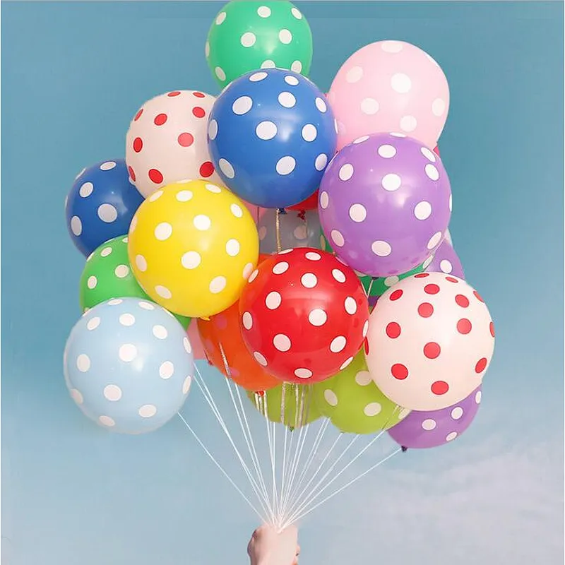 Hot air balloon decoration 12inch polka latex balloon helium gas cylinder for valentine baby shower swimming party balloons
