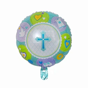 New Design 5pcs Balloon Set Baby Baptism Decorations 18 Inch Round Crossing Foil Balloon