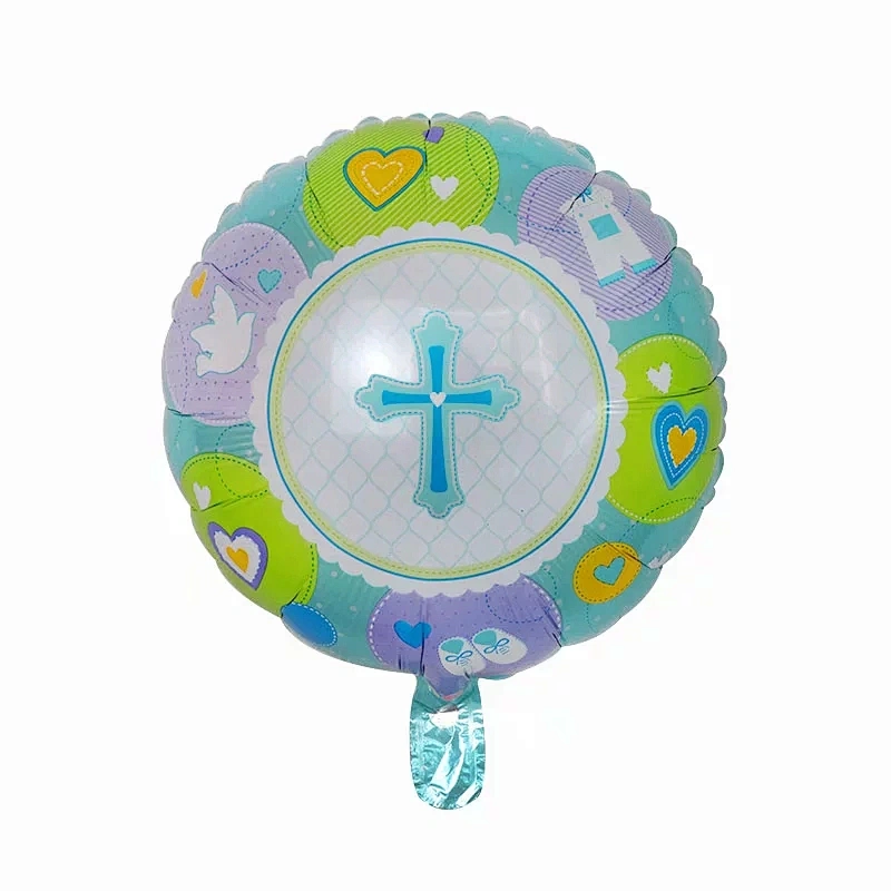 New Design 5pcs Balloon Set Baby Baptism Decorations 18 Inch Round Crossing Foil Balloon