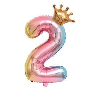 Amazon Party Events Decor Mini Crown Balloons 30 Inch Rainbow Gradient Number Balloon Set