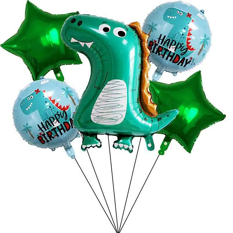 Amazon Hot Selling Kids Birthday Party Decoration Cute Dinosaur Jungle Theme Party Aluminum Balloon Set