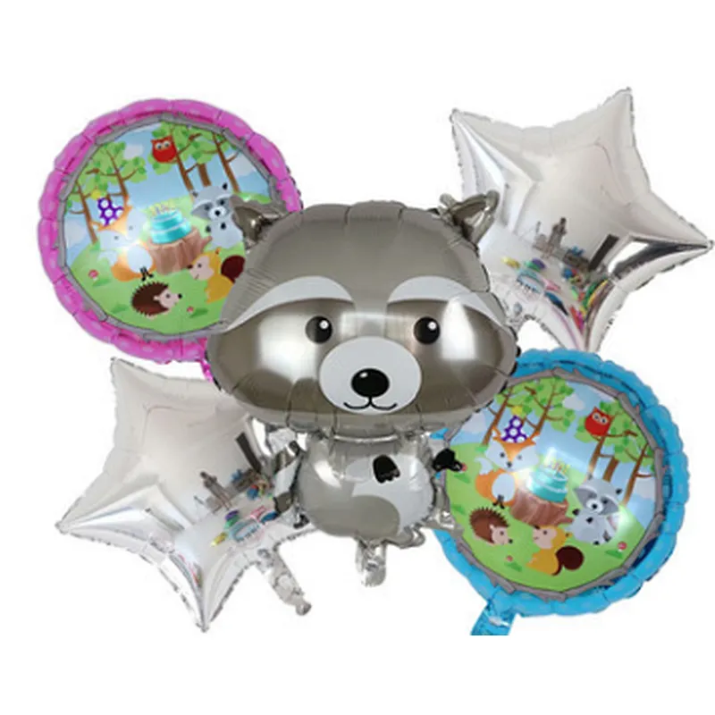 Amazon Hot Sale 5pcs Foil Balloon Set Kids Toy 18 Inch Star Animal Print Foil Balloon Set