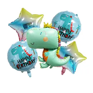 Amazon Hot Selling Kids Birthday Party Decoration Cute Dinosaur Jungle Theme Party Aluminum Balloon Set