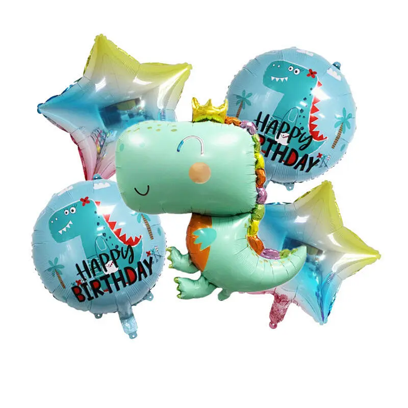 Amazon Hot Selling Kids Birthday Party Decoration Cute Dinosaur Jungle Theme Party Aluminum Balloon Set