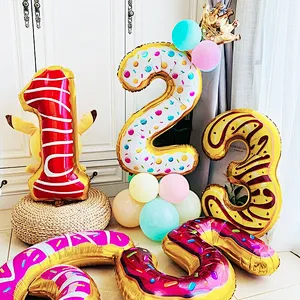 30 inch Doughnut Number Foil Balloons Ice Cream Helium Balloon For Children Birthday Party Decorations  Supplies