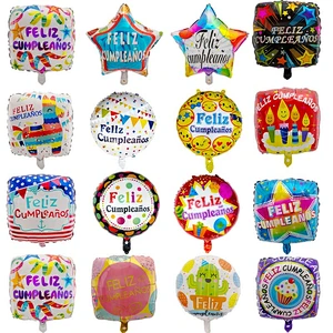 New Design 18 Inch Birthday Party Decoration Balloon Spanish Happy Birthday Foil Balloon