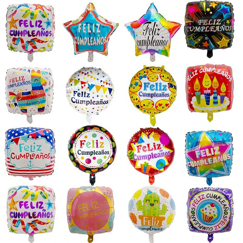 New Design 18 Inch Birthday Party Decoration Balloon Spanish Happy Birthday Foil Balloon