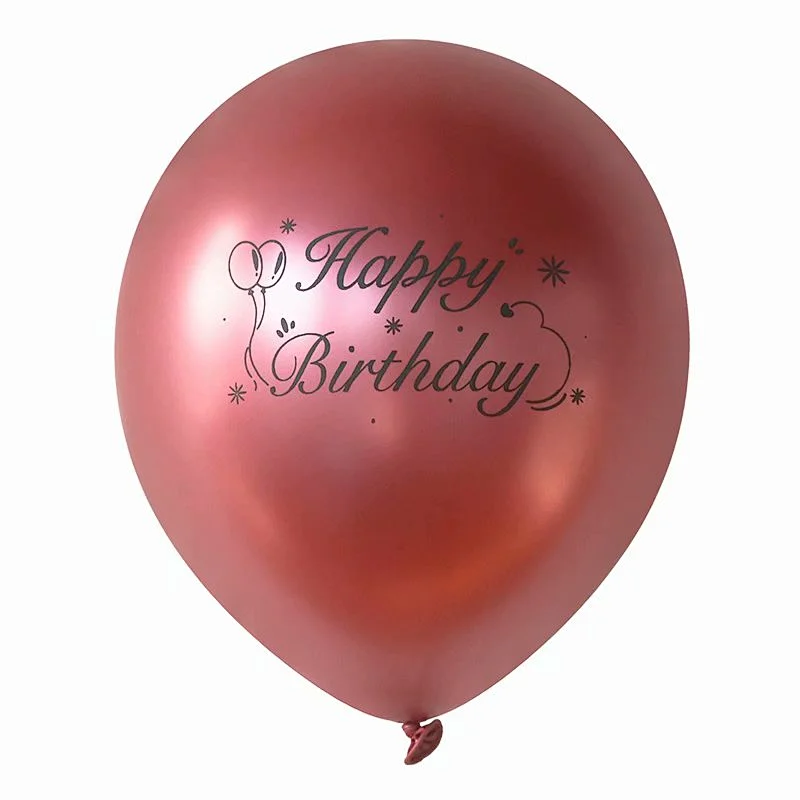 2021 New Design 12 Inch Metallic Chrome Happy Birthday Latex Balloons Celebration Balloon For Birthday Party Decorations