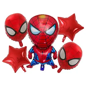 5pcs/ Cartoon Spiderman/Mario/Teenage Mutant Ninja Turtles Foil balloon For Baby Boy Birthday Party Decoration