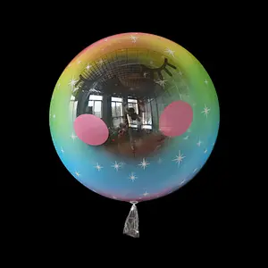 New Arrive Design 20inch Unicorn Print PVC Bubble Bobo Balloon  for Baby Girl Happy Birthday  Party Decoration