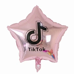 Hot Sale Party Decoration Accessorises Popular 18 Inch Star Foil Balloon Tik Tok Print Balloon