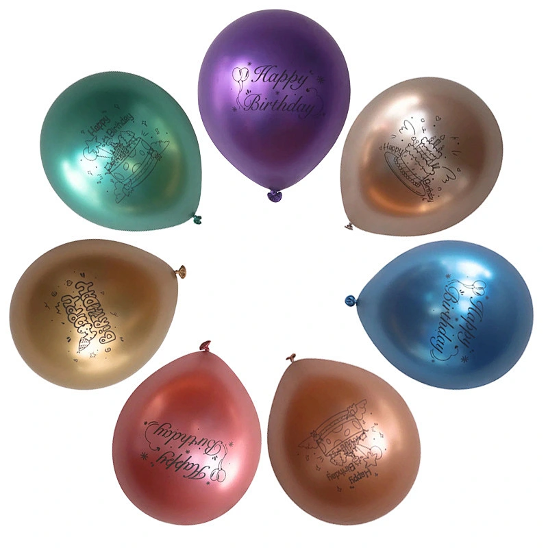 2021 New Design 12 Inch Metallic Chrome Happy Birthday Latex Balloons Celebration Balloon For Birthday Party Decorations