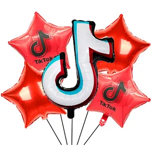 Party Decoration 5PCS Foil Balloon Set 18 Inch Tik Tok Star Shape Foil Baloon Wholesale
