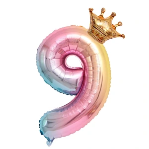 Amazon Party Events Decor Mini Crown Balloons 30 Inch Rainbow Gradient Number Balloon Set