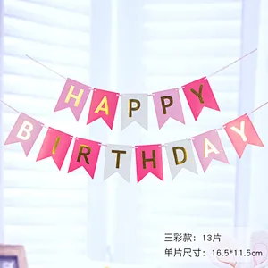Party Festival Decoration Happy Birthday Banner Letter Fishtail Flag Party Supplies Birthday Banner