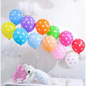Hot air balloon decoration 12inch polka latex balloon helium gas cylinder for valentine baby shower swimming party balloons