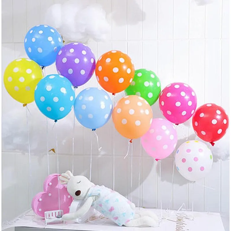 Hot air balloon decoration 12inch polka latex balloon helium gas cylinder for valentine baby shower swimming party balloons