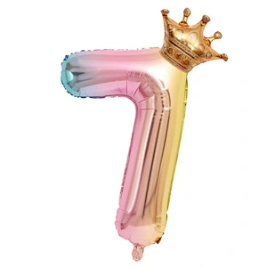 Amazon Party Events Decor Mini Crown Balloons 30 Inch Rainbow Gradient Number Balloon Set