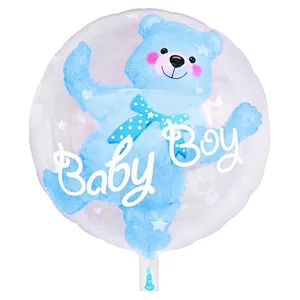 24 inch 4D Foil pink bule baby boy girl balloon gender reveal Bubble Bear Balloon globos PVC transparent decoration